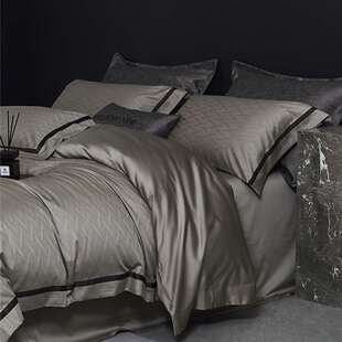 极简意式轻奢风高定提花寝具超柔床品阿克苏纯棉长绒棉四件套家纺