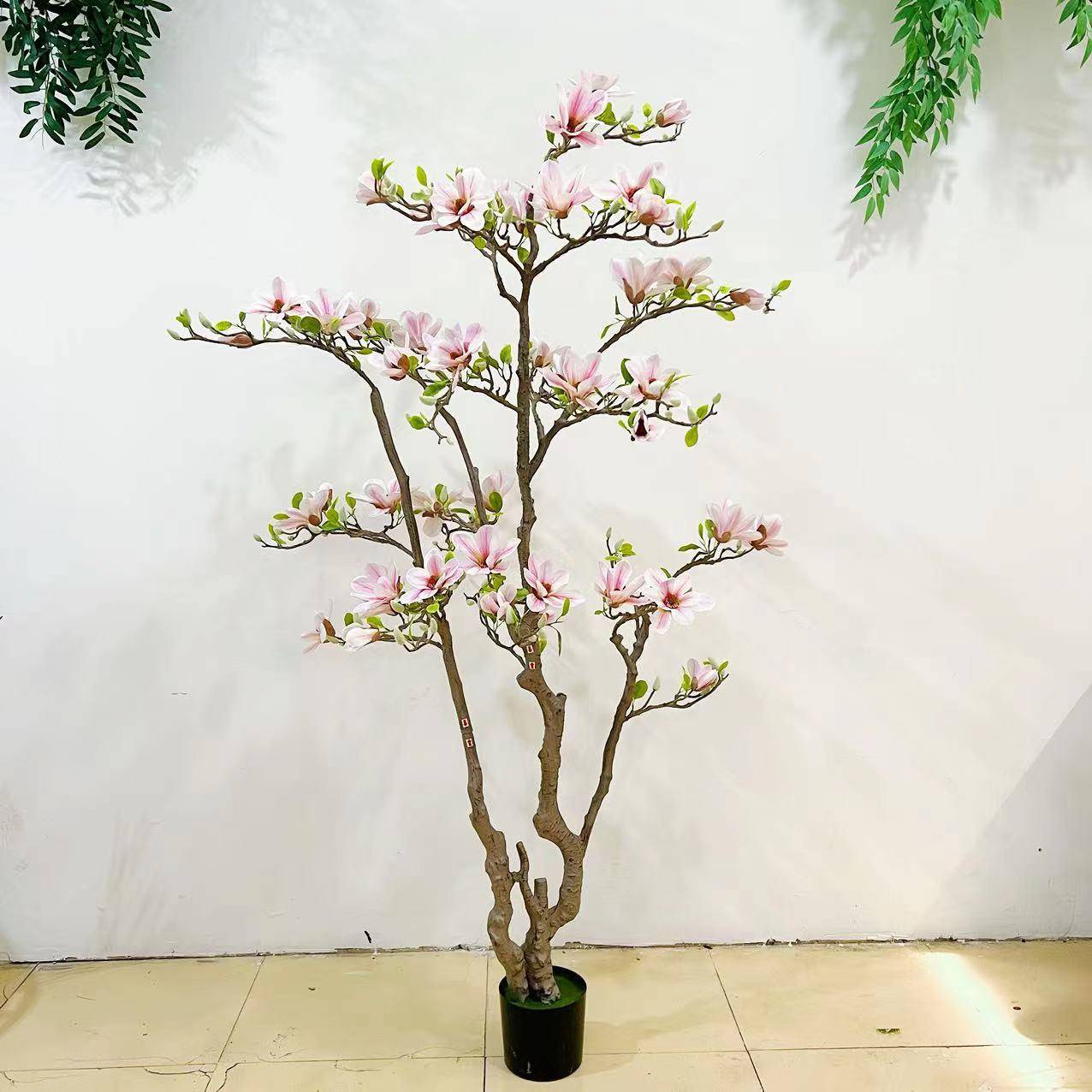 高端玉兰花树仿真绿植假树室内客厅仿生禄植盆栽落地装饰植物摆件