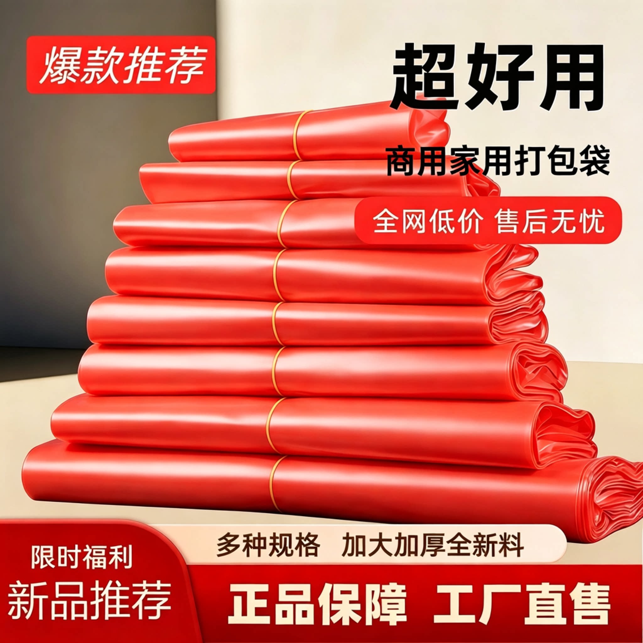 食品级塑料袋红色商用透明手提打包袋方便袋实惠装背心袋购物胶袋