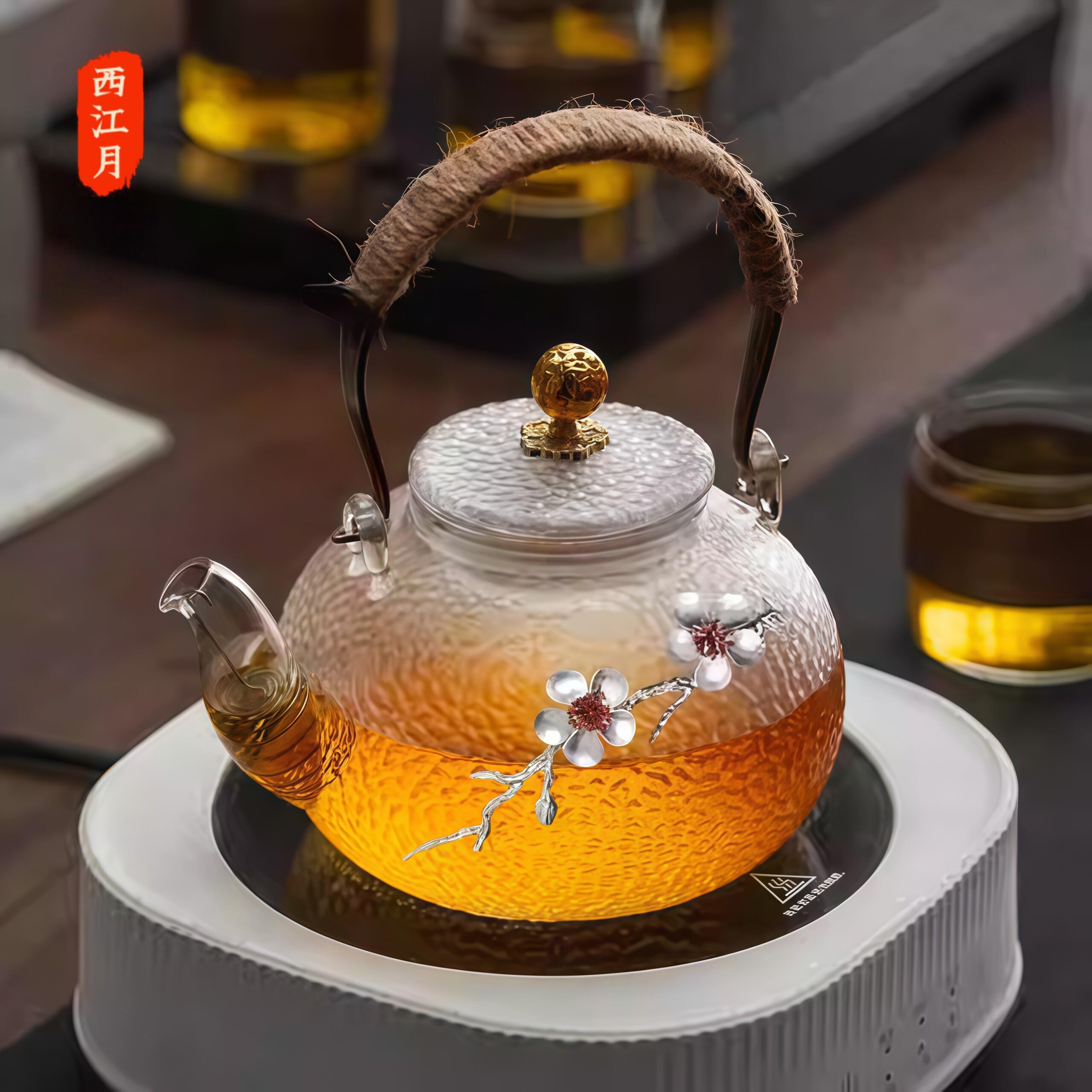 玻璃煮茶壶套组耐高温黑晶炉专用高端茶具家用果茶明火烧水壶围炉