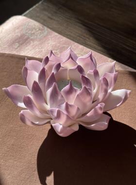 不泥不器·紫色莲花 陶瓷香插非遗陶瓷手捏花手作礼物新年礼物