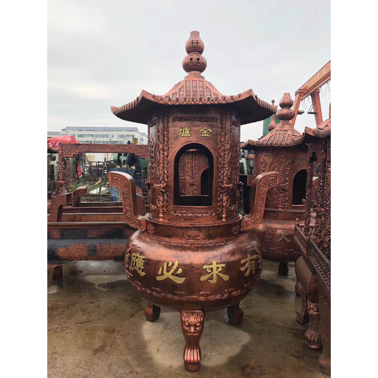 大型寺庙铸铁香炉鼎圆形经炉户外祠堂道观宗祠风景区化钱烧纸元宝