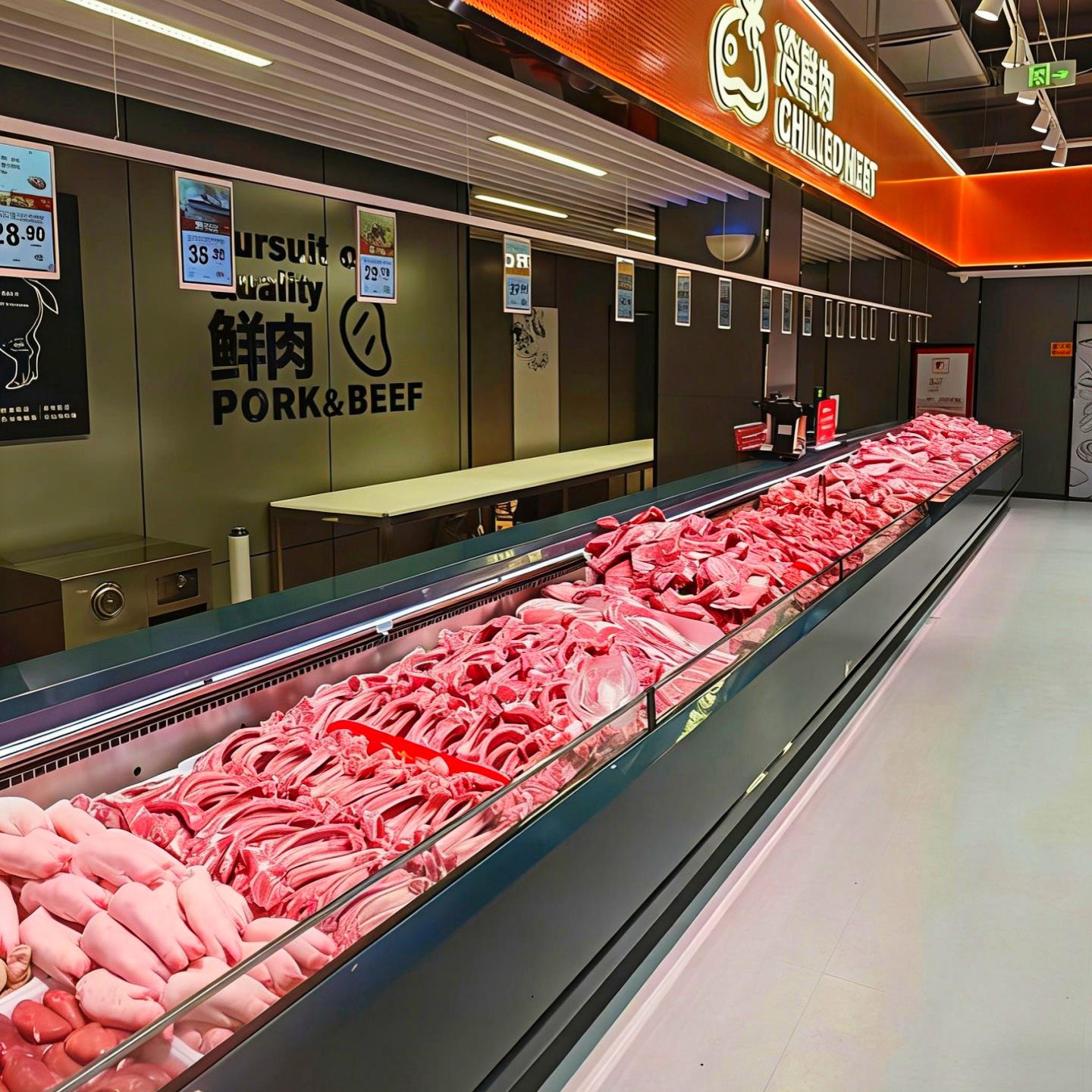 超市鲜肉柜牛羊肉展示柜商用生鲜冷藏柜卧式风冷无霜肉类保鲜冷柜