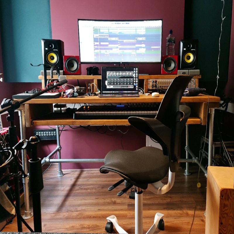 实木琴桌音乐剪辑桌编曲工作台录音棚电子琴架midi键盘控制收纳桌