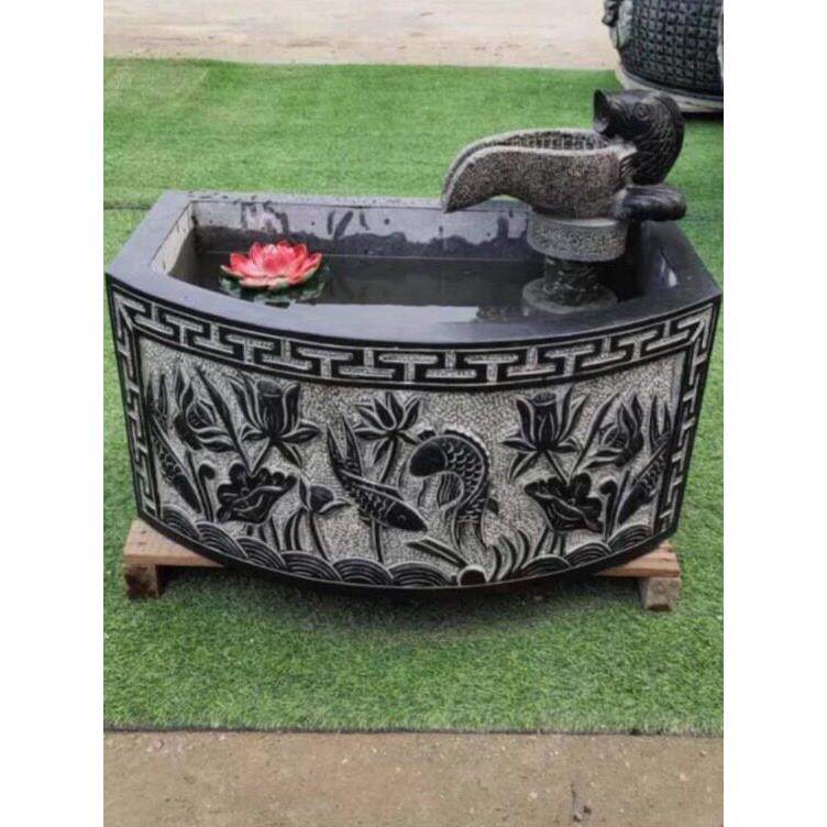 石雕壁盆花盆石槽 彷古荷花鱼壁盆 鱼缸流水景观 养鱼池青石石盆
