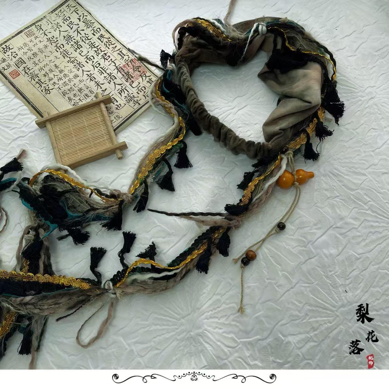 汉服破烂风手工自制葫芦发带发箍废土风表演服乞丐头巾艺考发饰