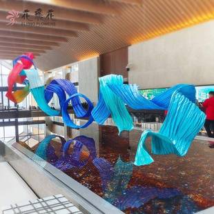 花飞花商场中庭吊顶酒店大堂装饰售楼处大型悬挂纸艺飘带艺术道具