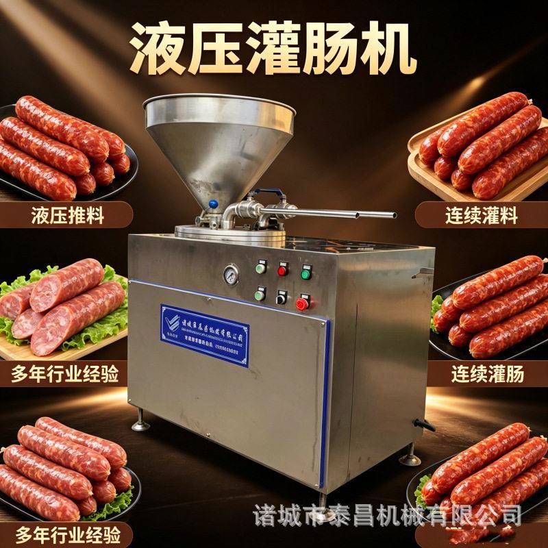 食品厂大肉块腊肠灌肠机鸡肉肠猪肉肠灌馅机哈尔滨红肠生产线
