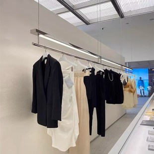 服装 店货架吊架 店不锈钢展示架带灯吊顶架橱窗陈列挂衣架专用女装