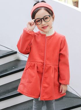 女童羽绒服灯芯绒罩衣小中大童长袖套棉服外套小孩加绒厚吃饭围裙
