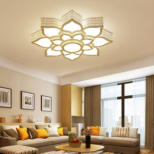 LED吸顶灯莲花创意客厅灯大气房间简约温馨卧室灯个性调光灯具饰