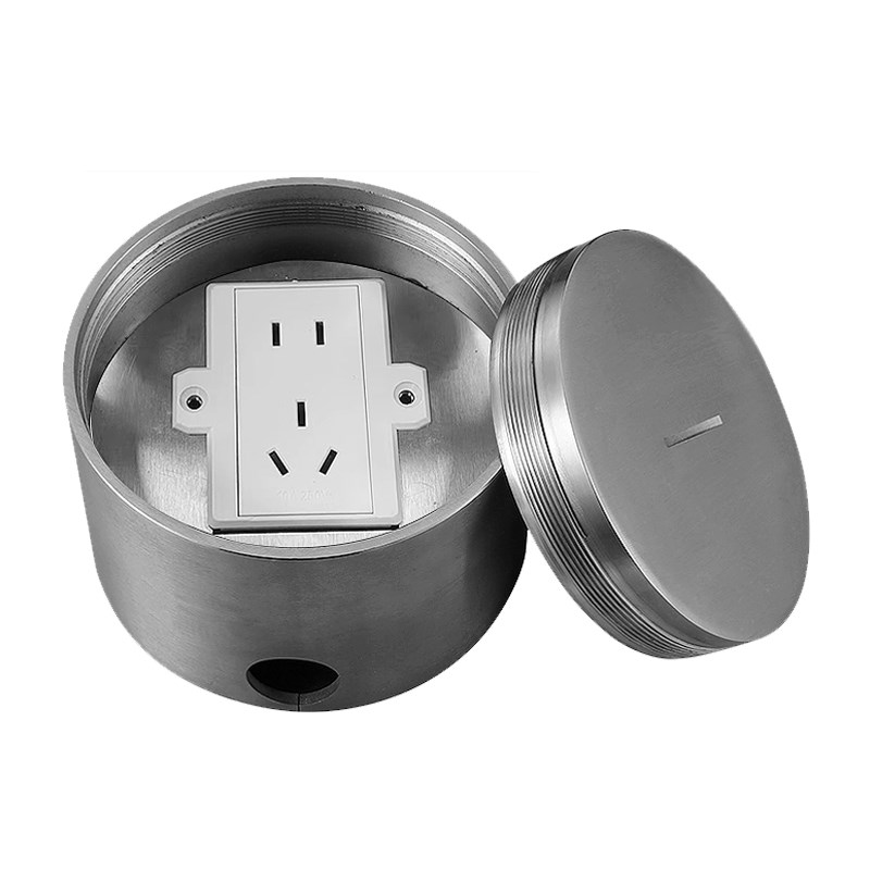 优耐美125型不锈钢圆形螺旋式地插座隐藏五孔10A三孔16A防水防尘