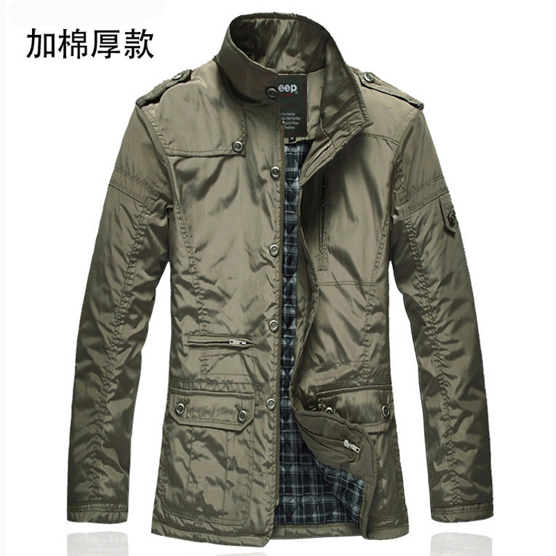 200斤外套男春秋大码中年薄款男式休闲风衣中长款立领夹克爸爸装