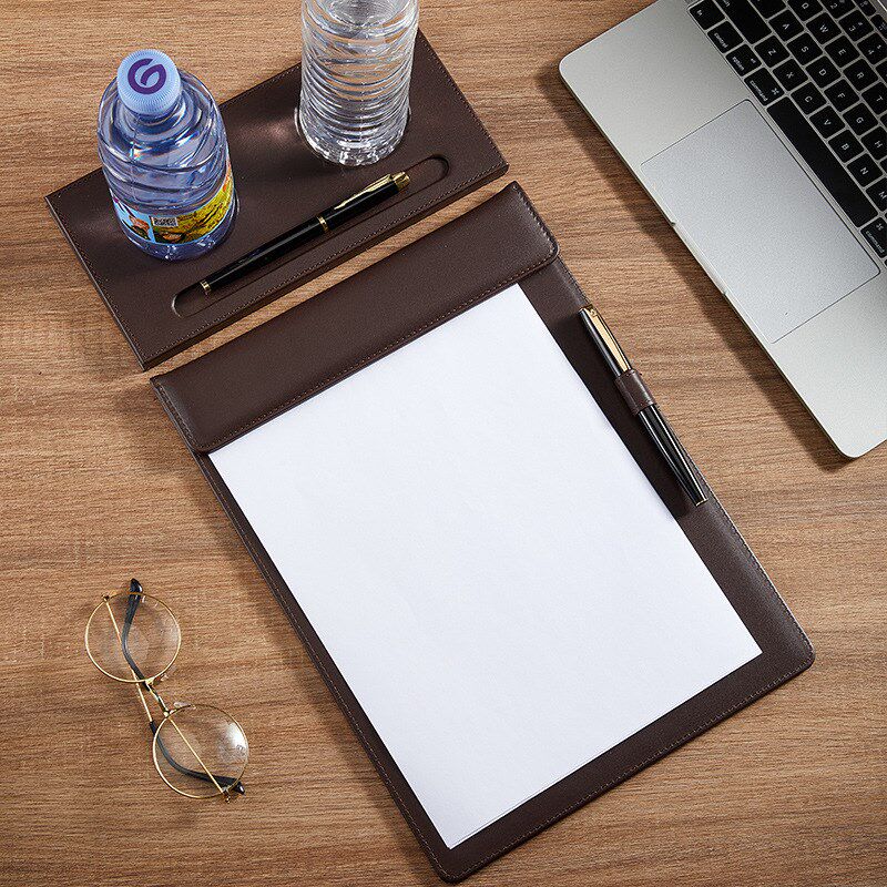 皮革a4会议夹商务会议垫板夹酒店便签夹水杯托套装开会写字垫板办