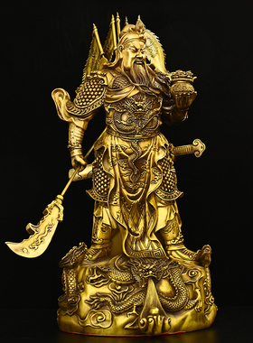 铜关公关二爷摆件纯铜武财神佛像客厅供奉神像关羽武圣关公像开业