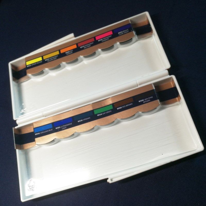 【杂物堆】包邮 美捷乐固体水彩颜料 金银盒装固体水彩12色艺术家