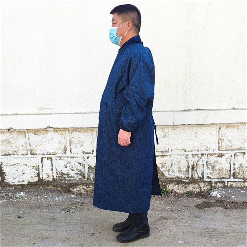 长袖牛仔反穿衣大罩衣 加大加肥成人男女搬运工作服 长袖劳保大褂