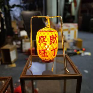 潮汕迷你竹编油纸灯笼汽车摆件传统过年中秋发光手提灯笼潮汕文创