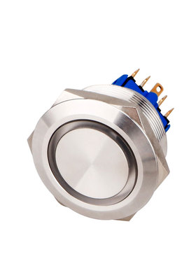 红波HBGQ30-11E金属按钮开关不锈钢圆形带灯自锁式自复位启动30mm
