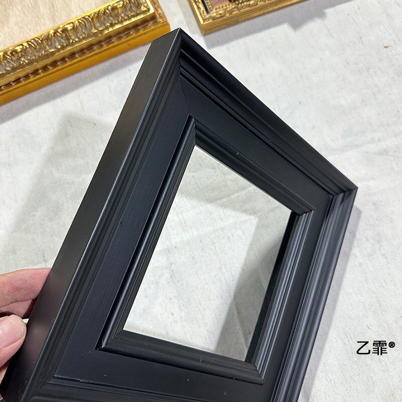 乙霏家居美式法式中古黑色5cm 油画简约古董框实木摆台装饰画画框
