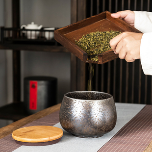 茶叶罐陶瓷大号密封罐陶罐家用创意竹盖密封罐日式存储物罐防潮