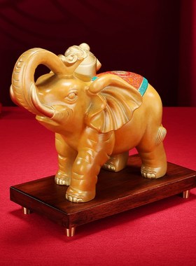 铜欣祥黄铜摆件《财福吉象》大象一对摆件客厅中式开业乔迁礼品