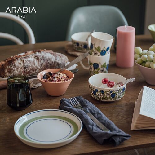 芬兰Arabia仙草绿色平盘子黑白咖啡杯马克杯饭碗陶瓷餐盘中古复刻