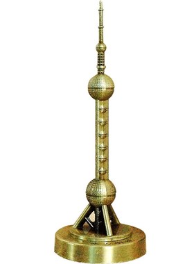 创意办公桌面装饰品东方明珠电视塔金属电视柜摆件工艺品建筑模型