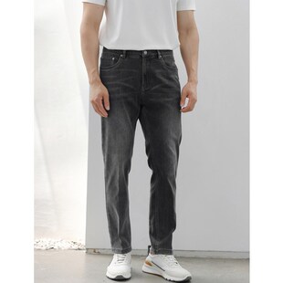直筒烟灰色牛仔裤 老钱风格 优可丝舒适柔软四面弹面料男士 男装 秋季