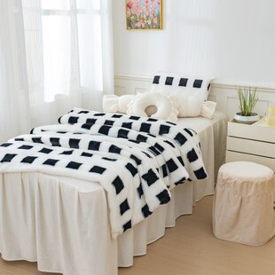 新款 美容床罩四件套秋冬厚A类兔毛绒高档美容院皮肤管理专用床罩