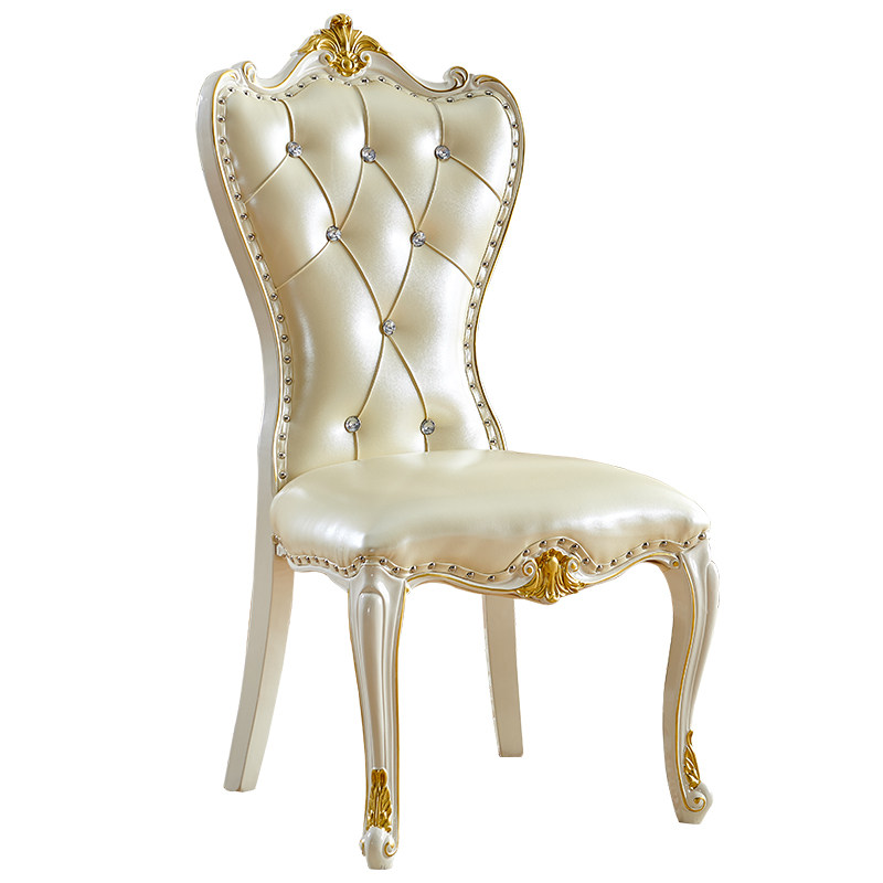 欧式餐椅实木椅子雕花家用吃饭餐厅靠背椅软包美式休闲椅书椅凳子