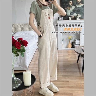 邻家女孩 直筒裙牛仔裙裤 白色牛仔裤 微喇裤 子可爱百搭 女背带裤