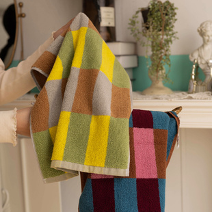 积木乐园毛巾纯棉家用女面巾全棉柔软吸水复古情侣高级新款