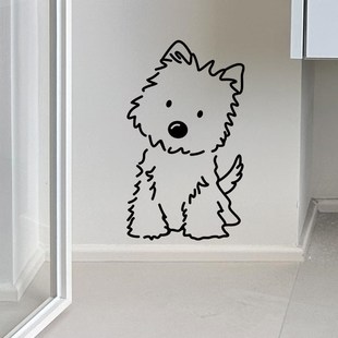 可爱动物狗玻璃门窗角落装 创意卡通推拉门橱窗防撞墙贴 饰画贴纸