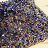 手工珠片面料 5米小量起做 国外工厂 钉珠 工匠刺绣