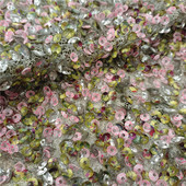 国外手工绣花钉珠蕾丝刺绣面料 罗三裁旗袍 礼服料