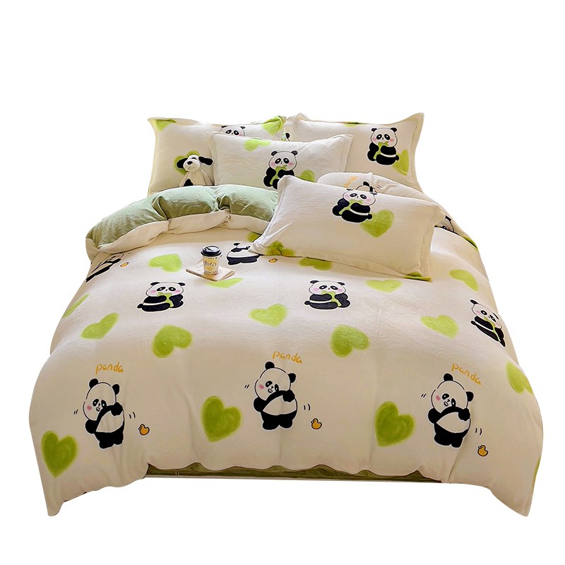 类母婴级1x220被四件床上冬季加厚床品珊瑚绒四件