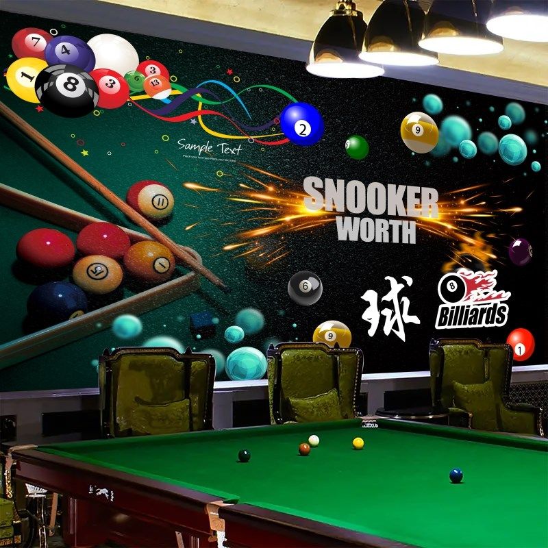 台球厅墙面装饰画海报墙贴桌球贴画背景墙壁纸台球室壁画自粘贴纸