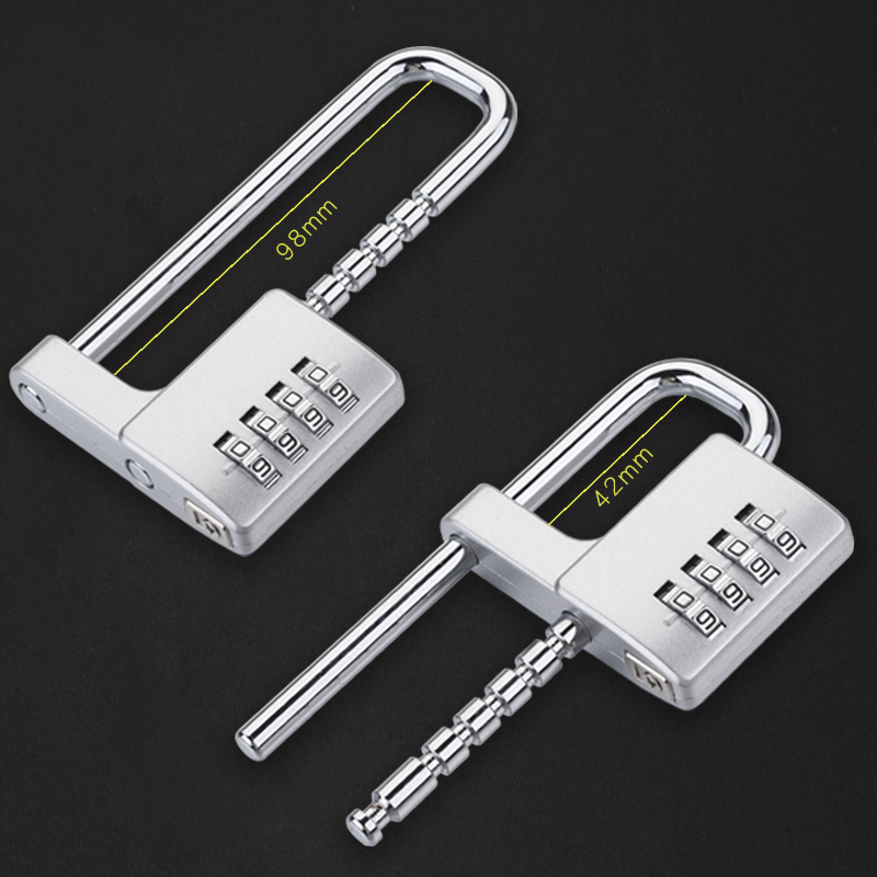 加长条U型U形可伸缩橱柜衣柜书柜文件柜门把手 机械密码锁挂锁头