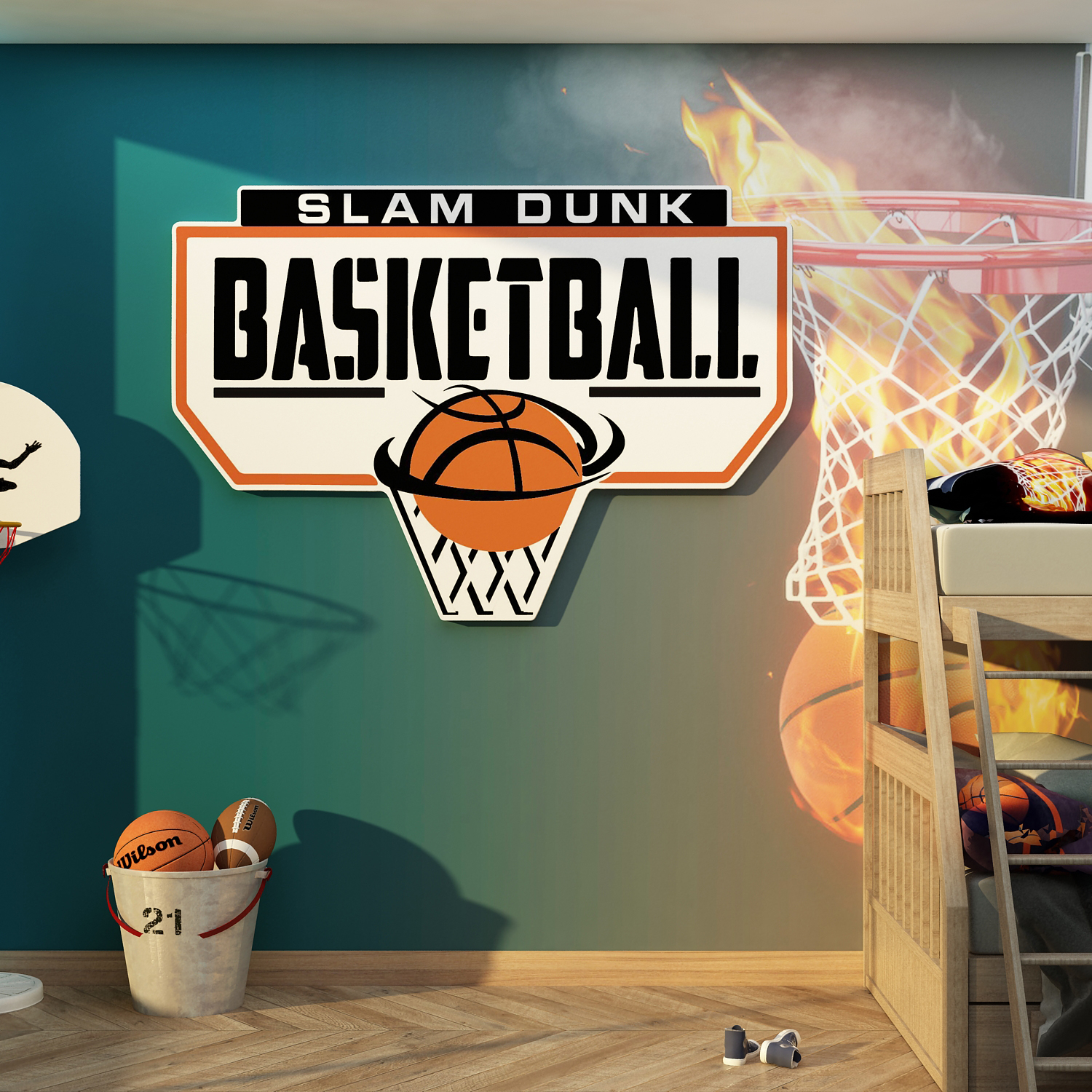 篮球主题海报门贴纸画卧室男孩生儿童区房间布置创意背景墙面装饰