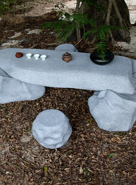 天台彷岩石桌凳花岗岩石桌石凳假石头道具别墅庭院假石桌子棋盘石