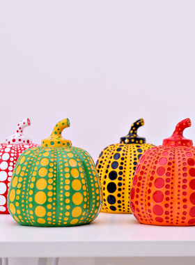 草间弥生波点南瓜植物装饰树脂摆件万圣节桌面家居饰品雕塑艺术品