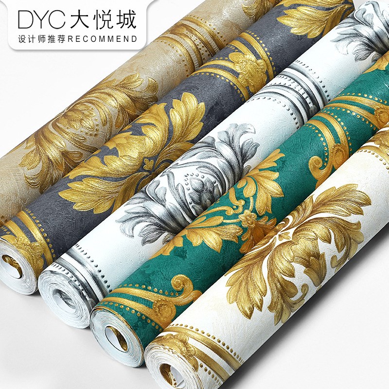 欧式花3d立体墙纸奢华客厅卧室浮雕大马士革非自粘电视背景墙壁纸