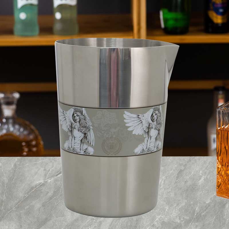 狮晟304不锈钢拉花杯酒吧蚀刻刻花酒杯800ml搅拌杯玫瑰金咖啡杯