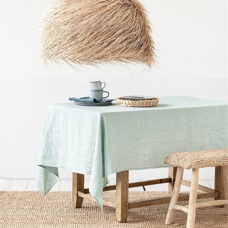 100%亚麻布艺家用餐桌布台布高级感纯色会议室桌布长方形定制尺寸