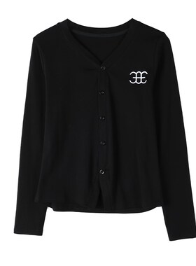 洋气纯棉T恤女长袖秋冬新款V领卡腰内搭外穿打底小衫短款黑色上衣