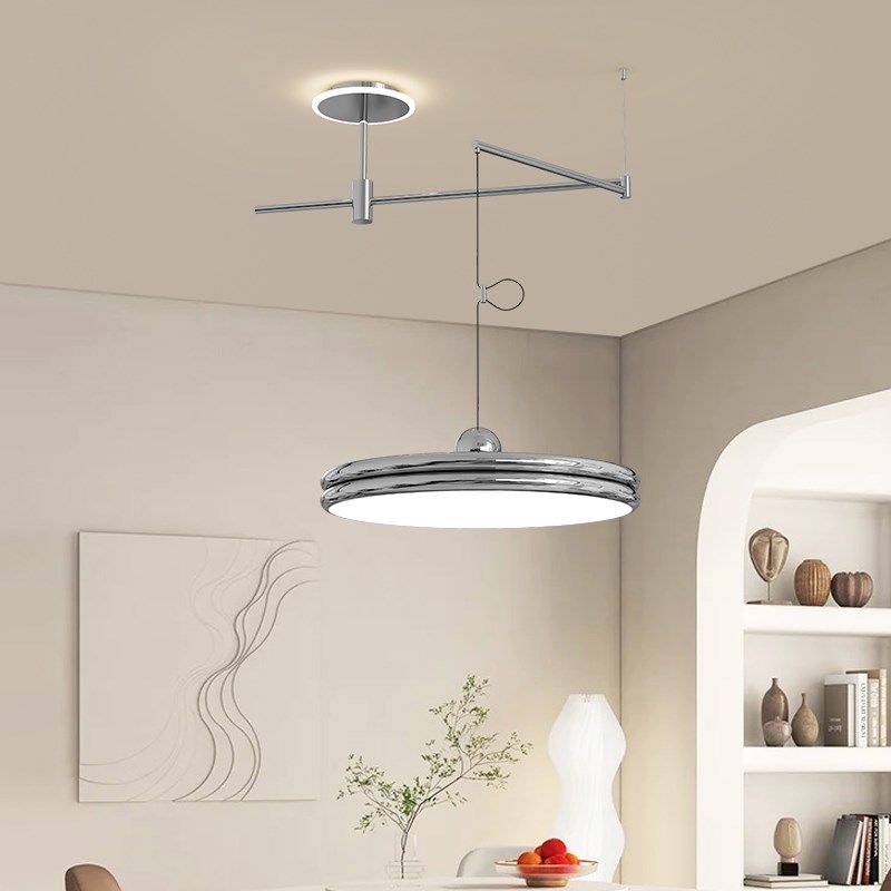 餐厅吊灯全光谱极简奶油风北欧摇臂圆盘飞碟创意个性餐桌吧台吊灯,家装灯饰光源,餐厅吊灯,淘宝优惠券,粉丝福利购,淘宝优惠卷