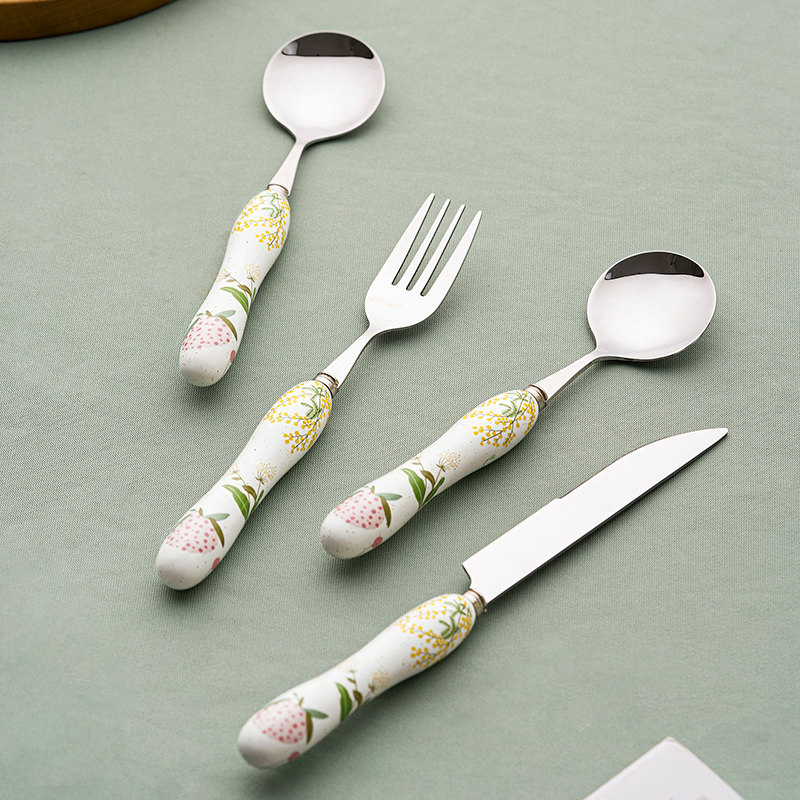 西比尔304不锈钢勺子西餐餐具刀叉勺家用高颜值小清新饭勺甜品叉