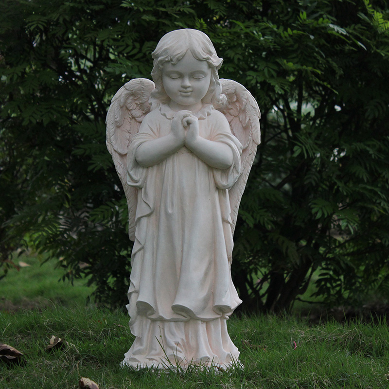欧式庭院教堂祈祷天使雕塑人物家居装饰落地玻璃纤维材质婚庆道具
