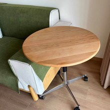 中古风北欧可移动边几沙发边几可升降小圆桌子床边实木升降小茶几